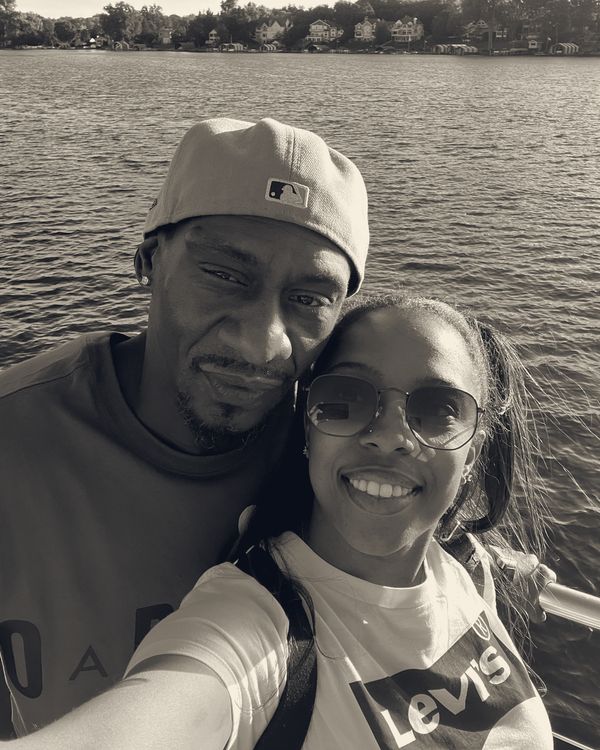 Michael and Brittany on a boat on the lake